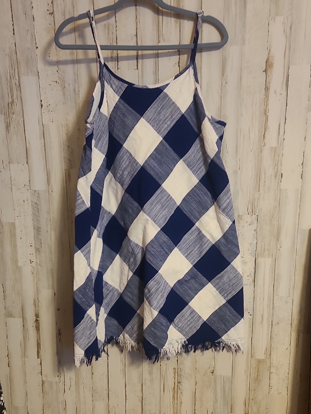 Navy and White Gingham Spaghetti Strap Sundress